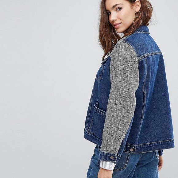 Anthropologie Evidnt LA Denim Tweed Oversized Colorblock Jacket Sz XS-M - Picture 14 of 16